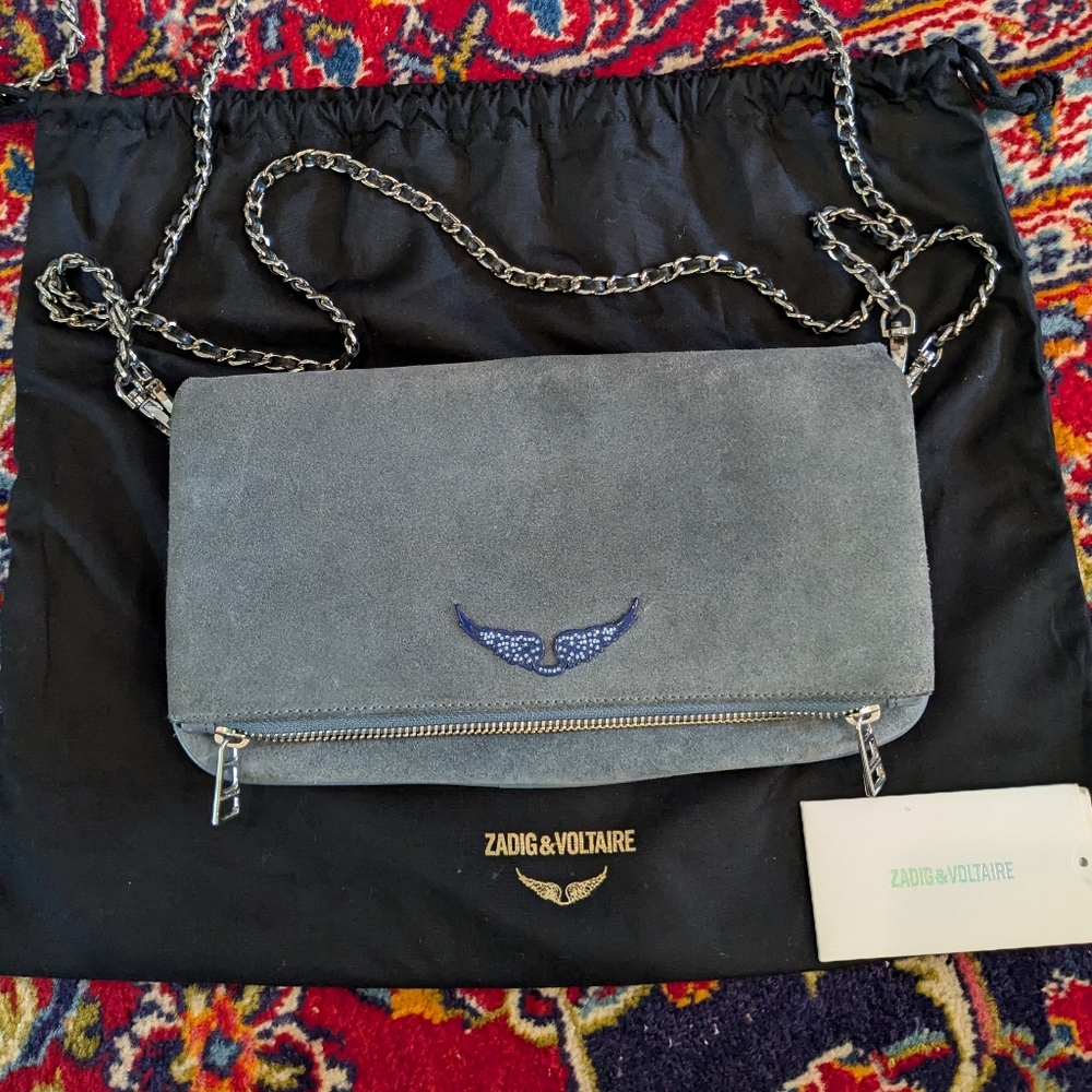 Zadig & Voltaire Rock Blue Suede Crossbody Bag